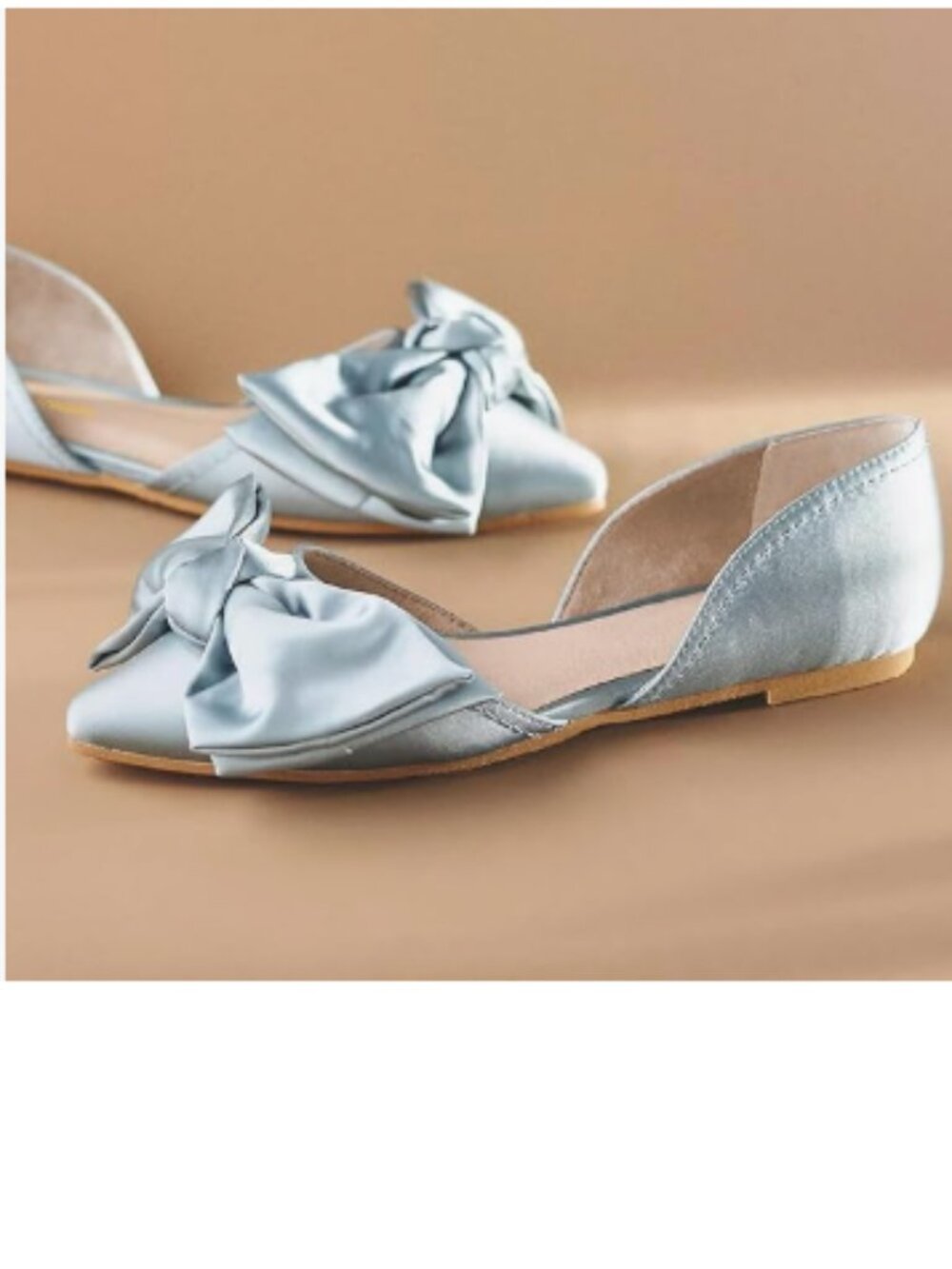 Tang'scuisins Light Blue Bowknot Closed Toe D'Orsay Flats Slip on Dance Shoes
